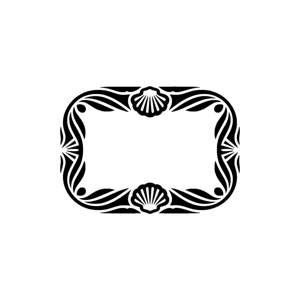 Elegant Black and White Seashell Frame - Decorative Border. vector