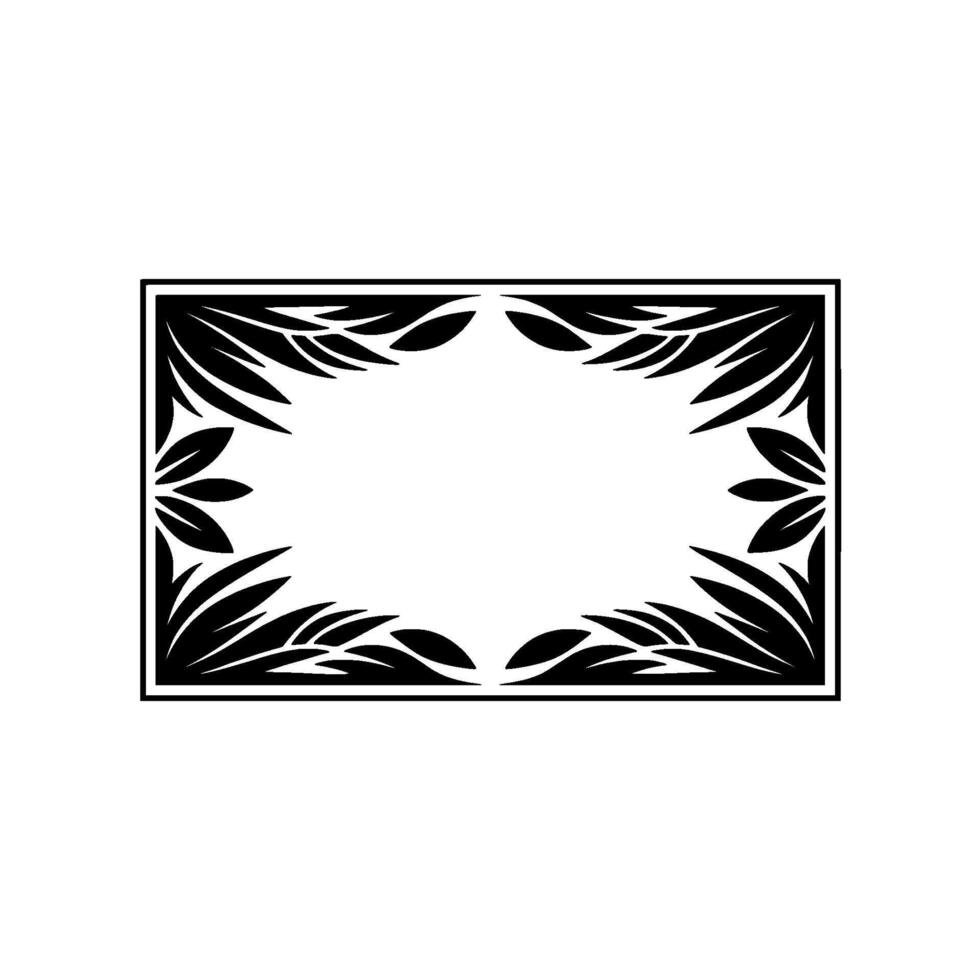 Elegant Black Leaf Frame on White Background - . vector