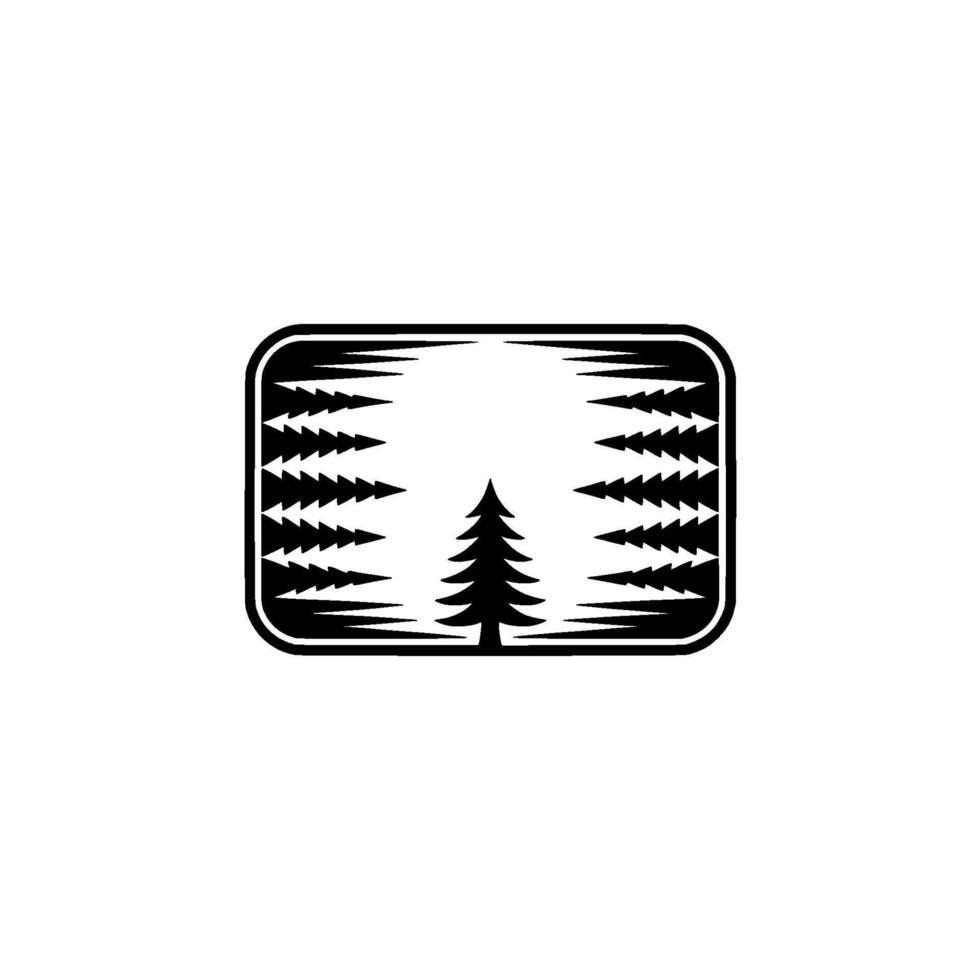 Modern Minimalist Forest Pines in a Framed , Simple. vector