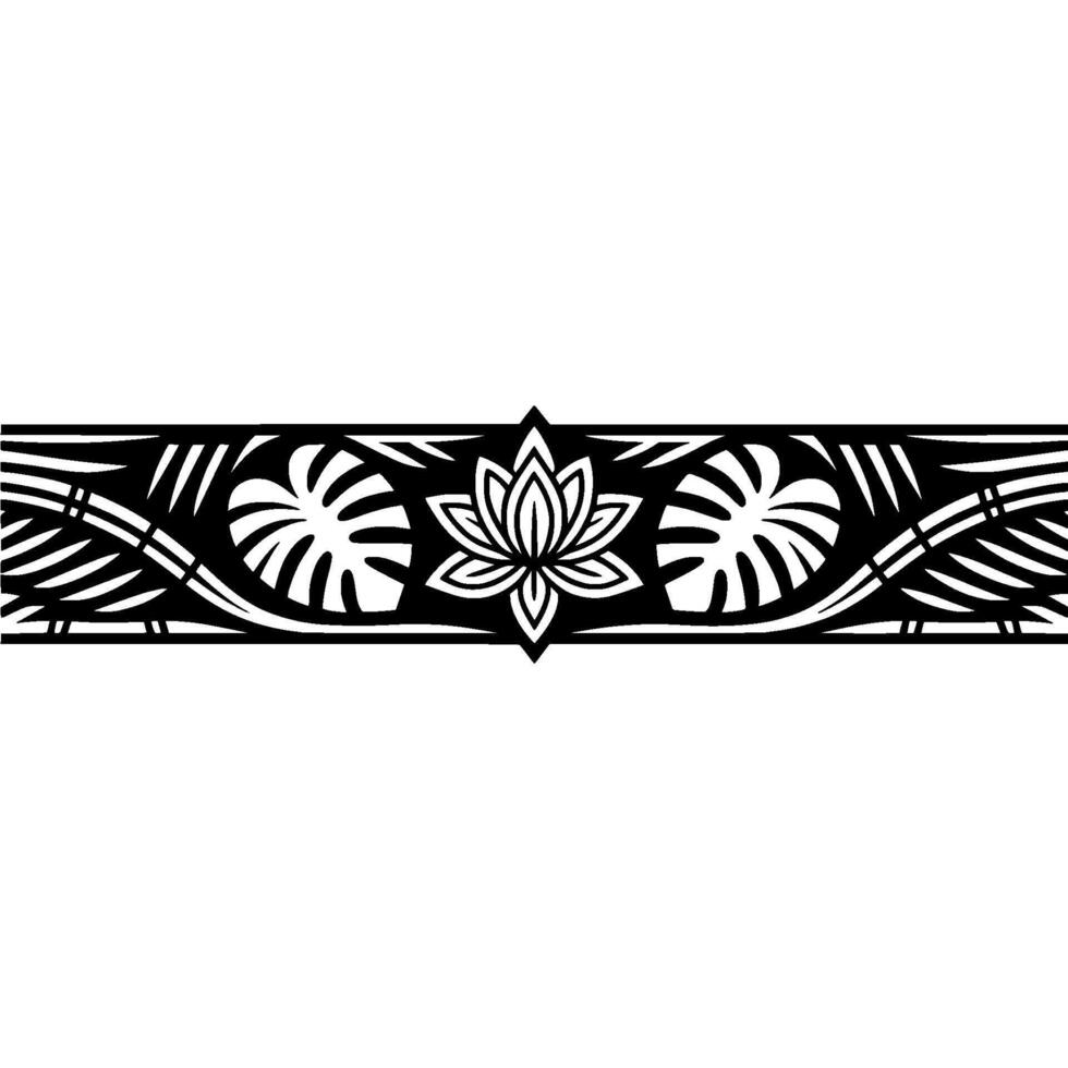 Black and White Floral Border , Minimalist Style. vector
