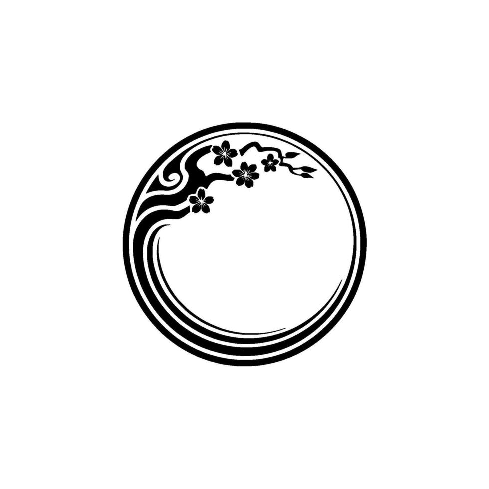 Japanese Cherry Blossom Circle , Minimalist. vector