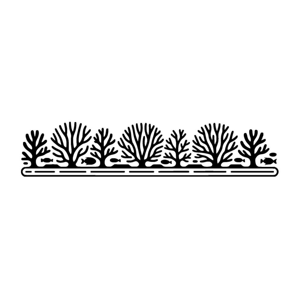Minimalist Coral Reef Illustration with Fish. vector
