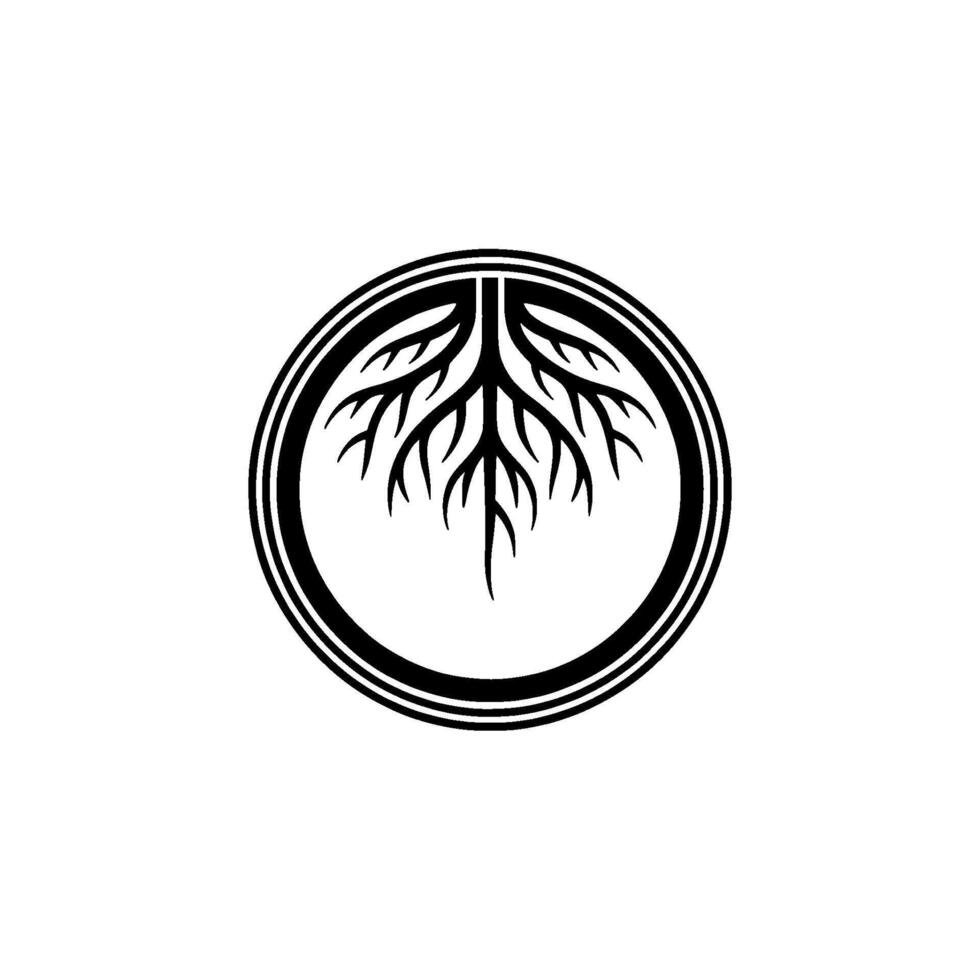 Minimalist Roots , Black White Circle Symbol. vector