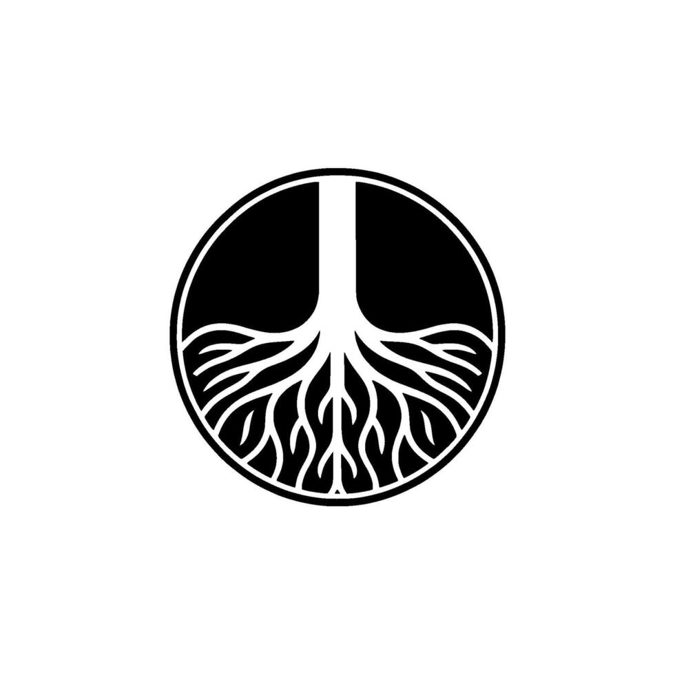 Minimalist Black and White Tree Roots. vector