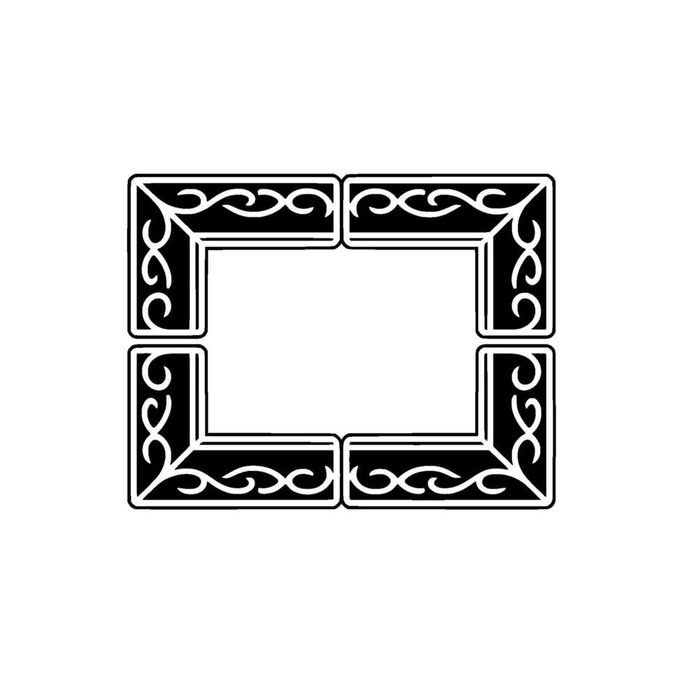 Black White Ornate Frame - Elegant, Minimalist, Modern. vector