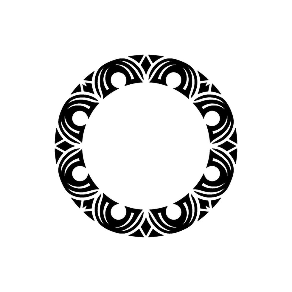 Ornate Black Circular Frame on White Geometric, Decorative. vector