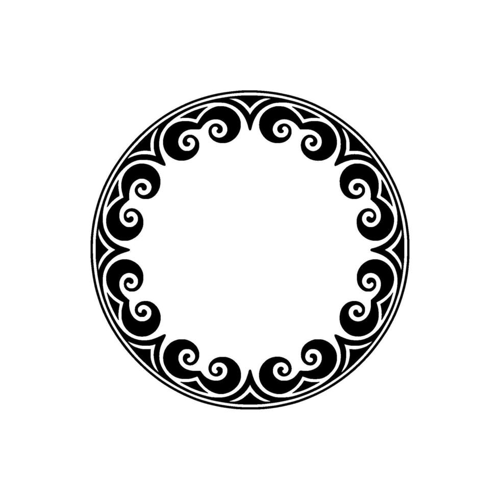 Elegant Black Swirl Circle Frame on White Background. vector
