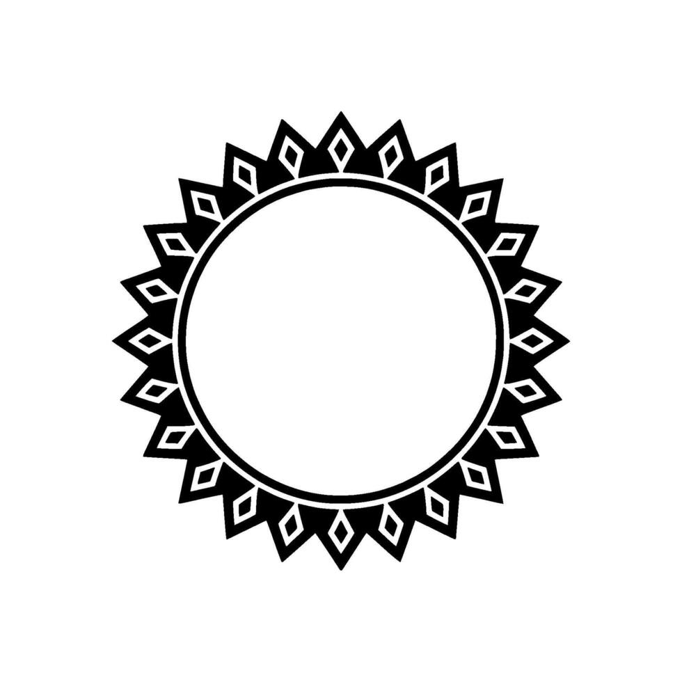 Black White Geometric Sunburst Frame, Minimalist Element. vector
