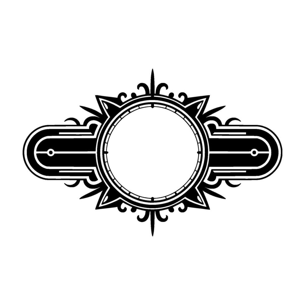 Art Deco Style Decorative FrameBadge - Minimalist Black White. vector