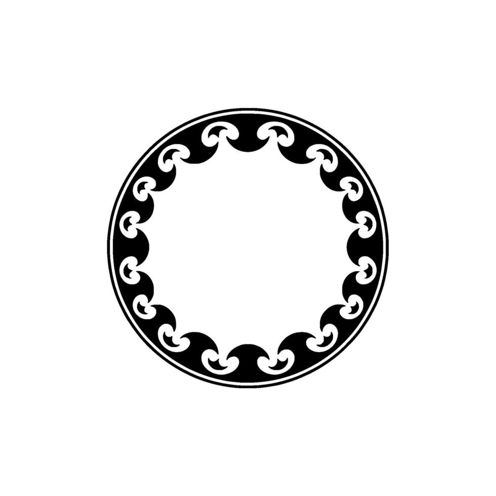 Elegant Black and White Circular Decorative Frame on Pale Background. vector