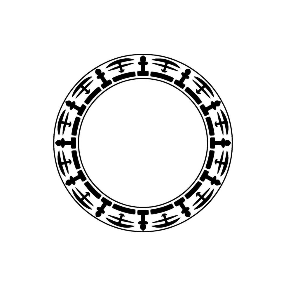 Minimalist Decorative Circle Frame, Black and White Ornamental. vector
