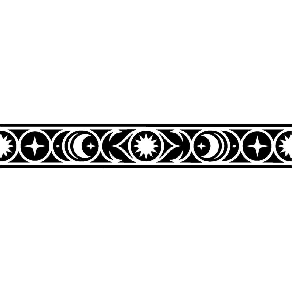 Celestial Border Illustration Stars, Moons, Geometric. vector