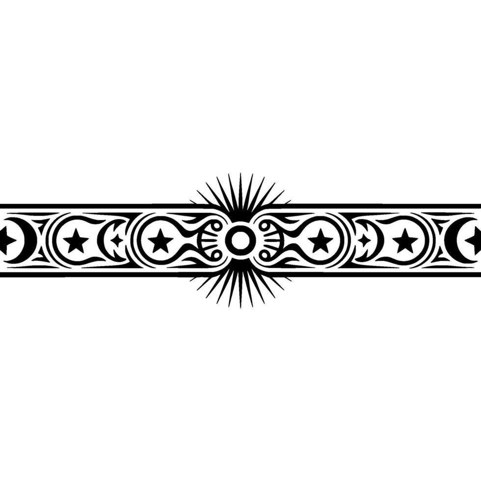 Ornate Geometric Border Black and White Decorative Element. vector