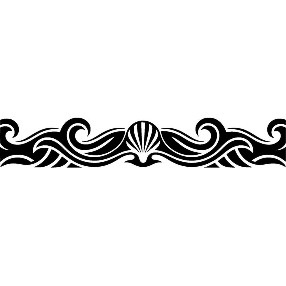 Tribal Wave Border with Seashell, Illustration. vector