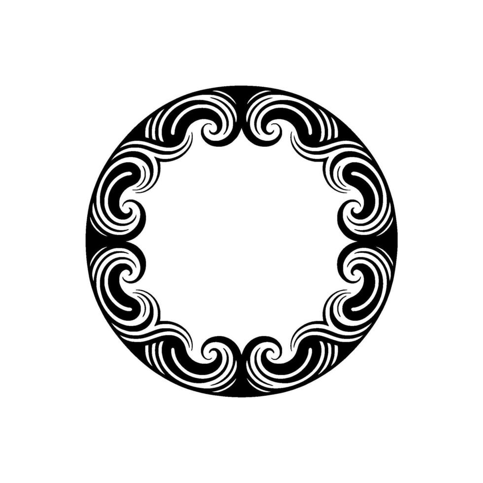 Elegant Swirl Circle Frame in Black and White, Decorative. vector