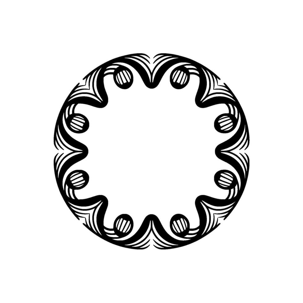 Black White Floral Ornament Frame - Elegant. vector