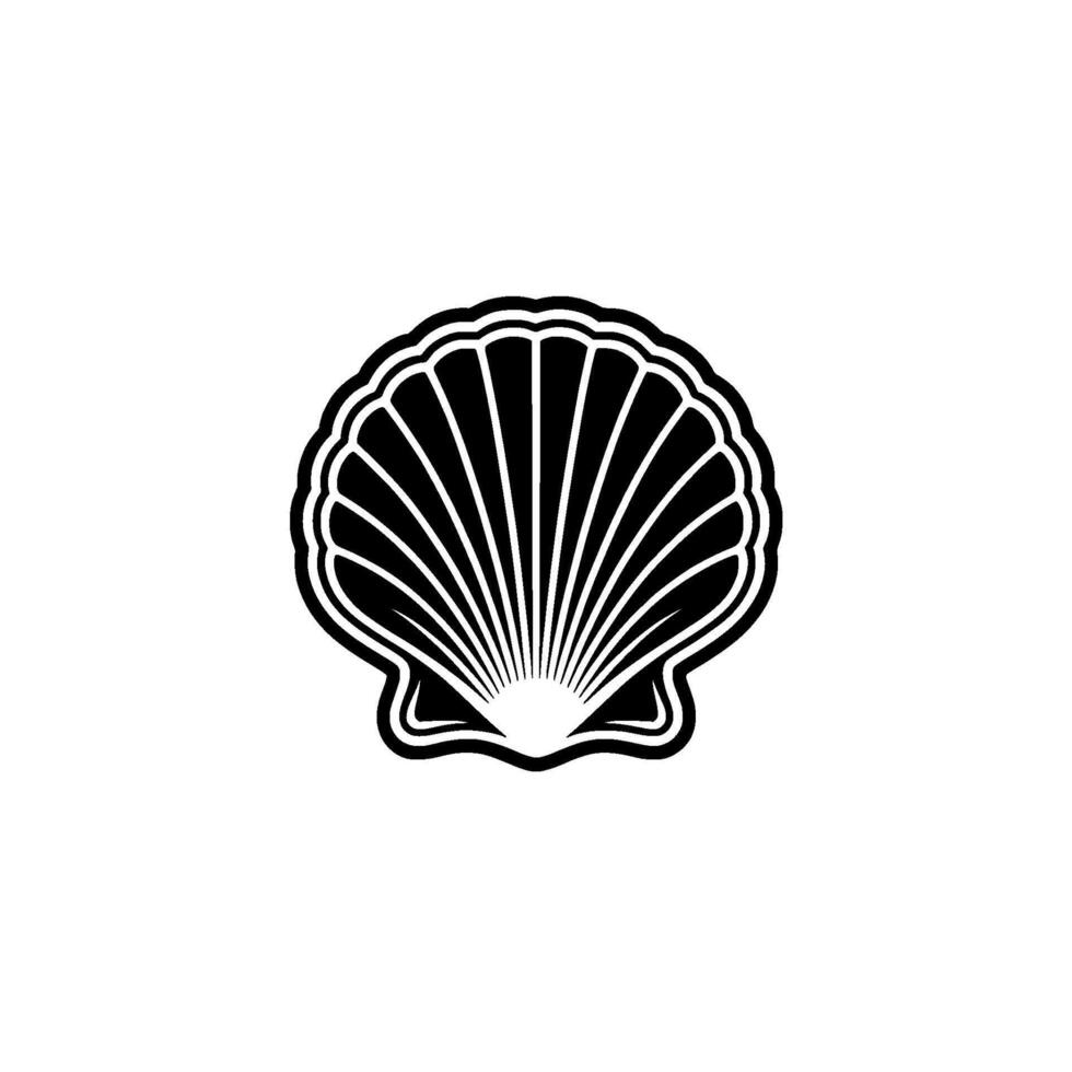 Black and White Shell Minimalist for Coastal Branding. vector