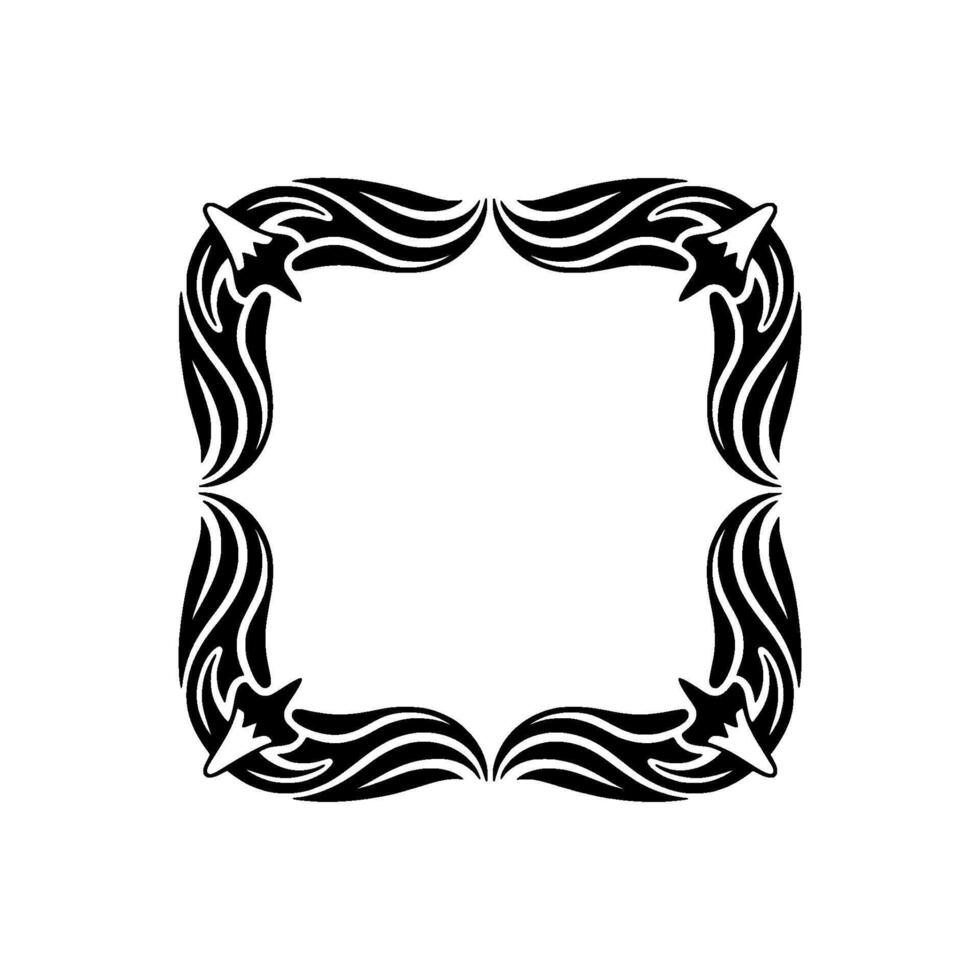 Elegant Black White Tribal Frame, Decorative Border. vector