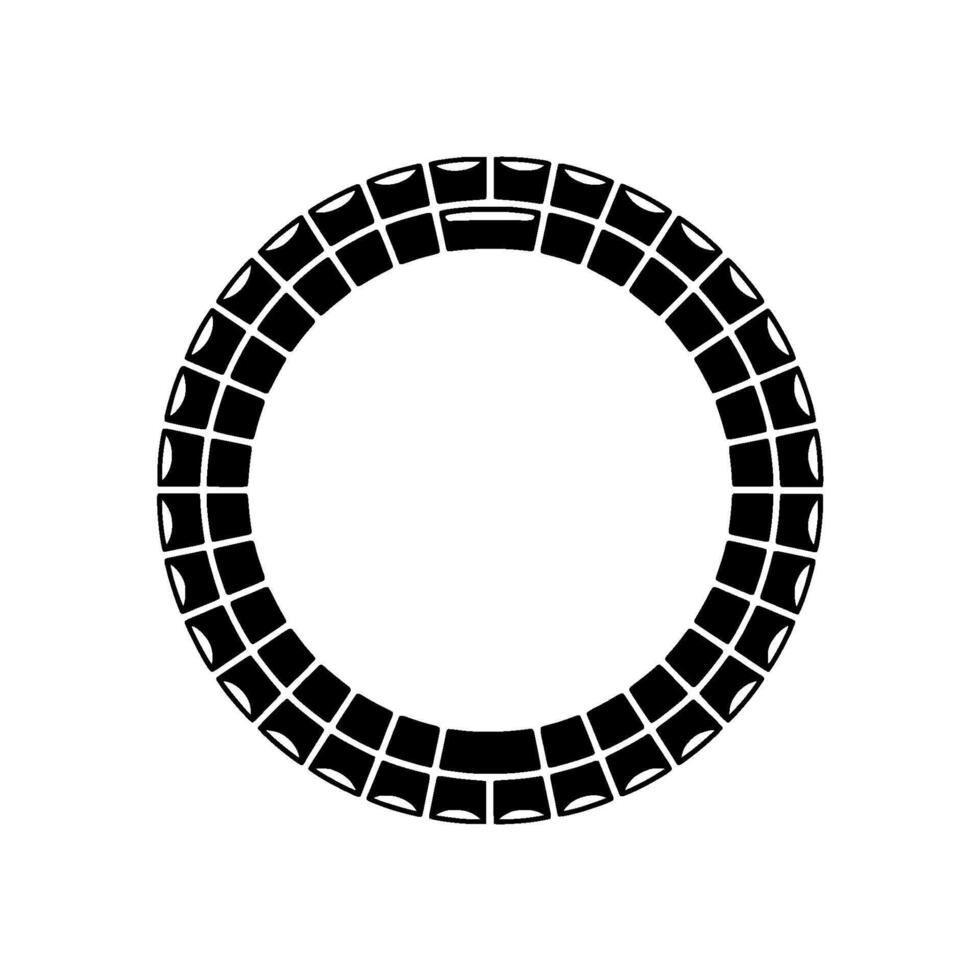 Abstract Black Tile Ring on White Background - Geometric. vector