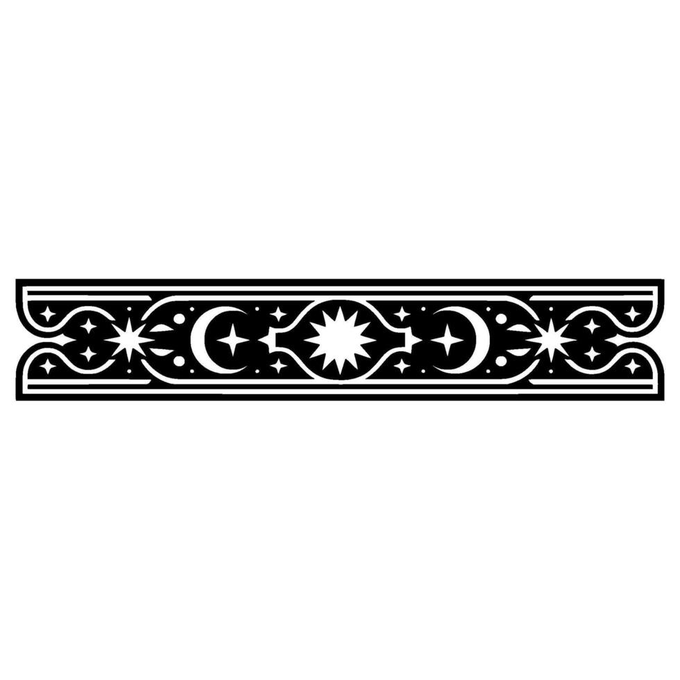 Celestial Ornament Border Stars, Moons, Decorative Element. vector