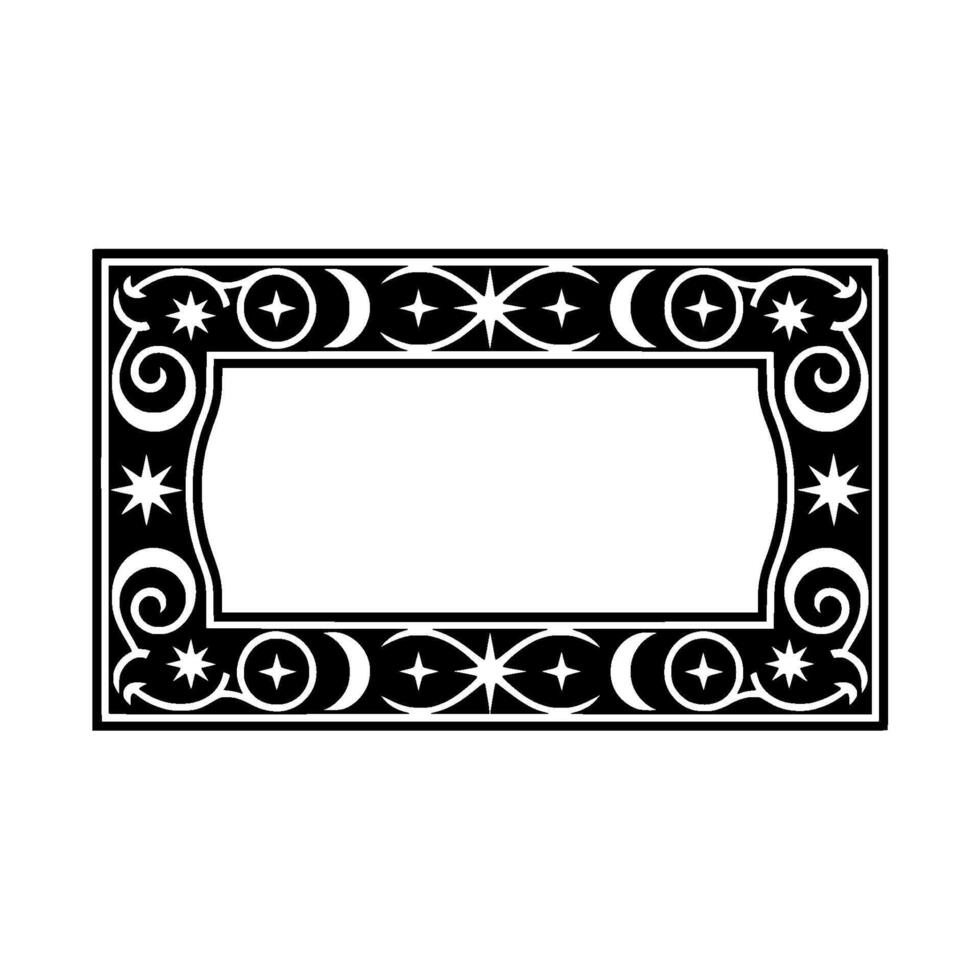 Decorative Frame with Celestial Motifs on White Background. vector