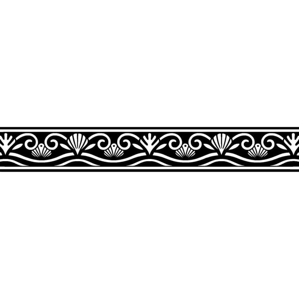 Elegant Ornamental Border with Seashells and Scrollwork. vector