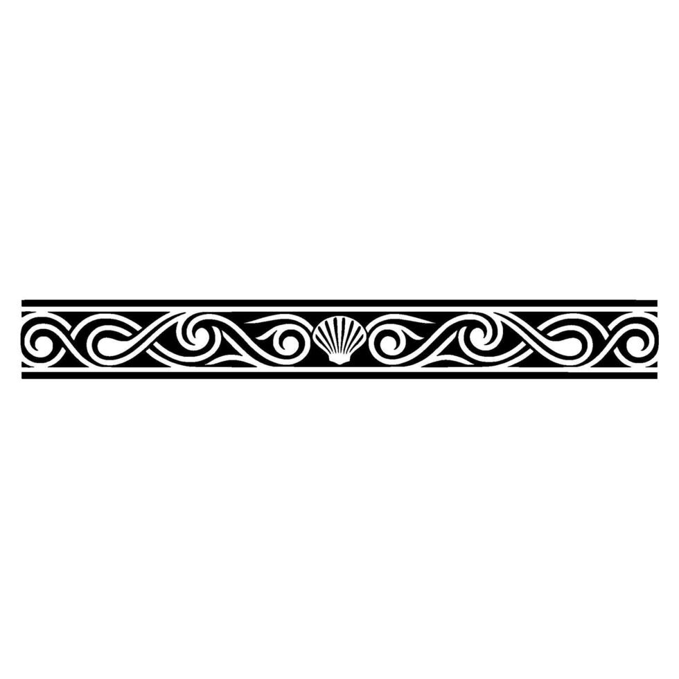 Ocean Border Minimalist Nautical Ornament, Shell Swirls. vector