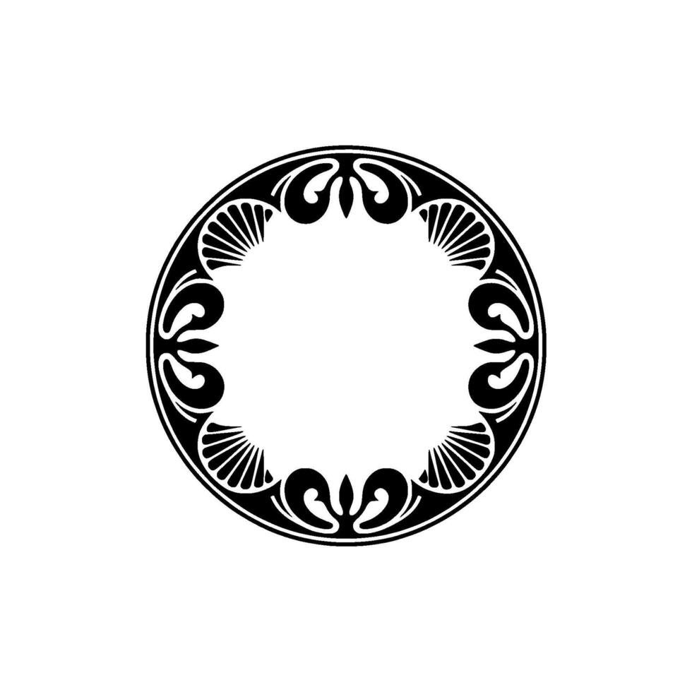 Elegant Black White Decorative Circle Frame, Element. vector