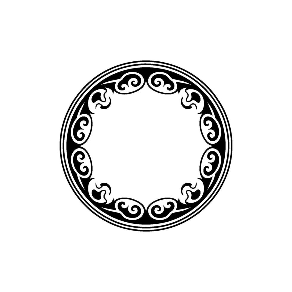Circular Ornate Black and White Element. vector