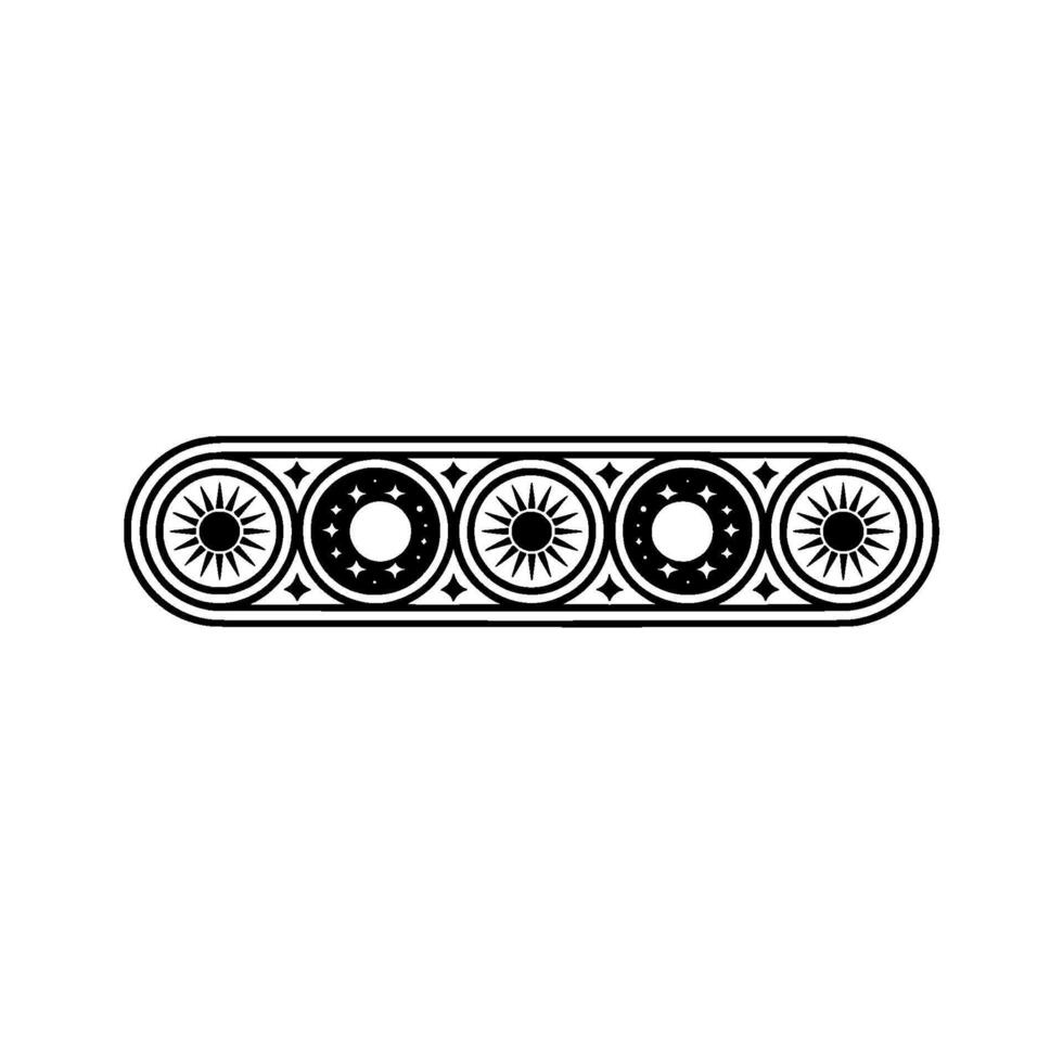 Ornamental Celestial Sun and Star Motif, Decorative Border Element. vector