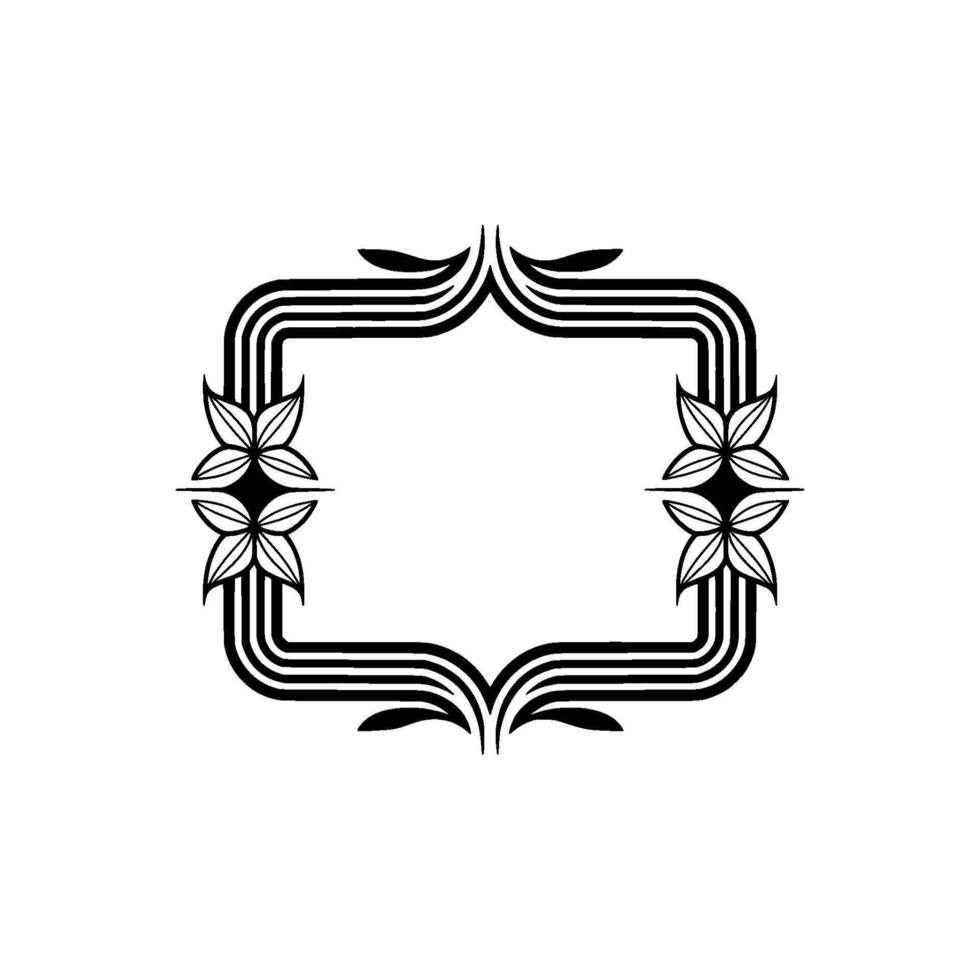 Elegant Black and White Floral Frame - ,-. vector
