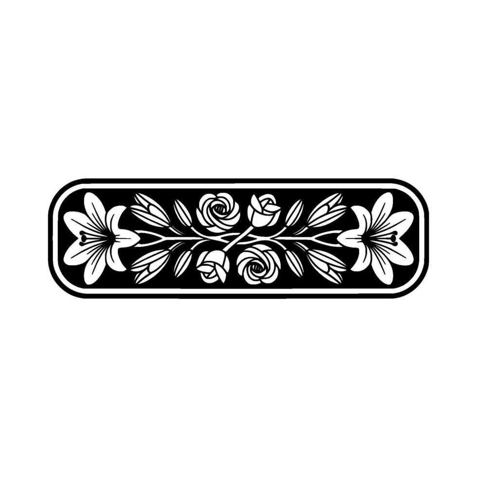 Elegant Floral Ornament, Black and White, Art Nouveau Style. vector