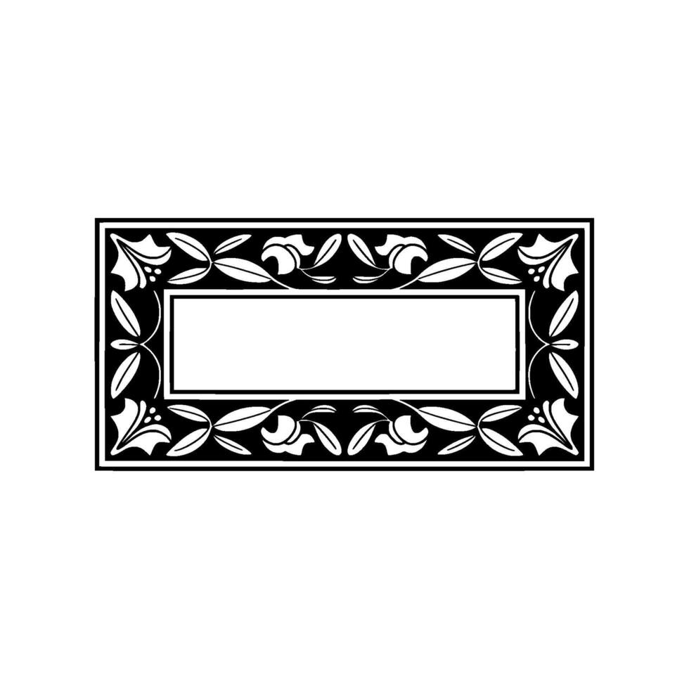 Elegant Floral Frame , Black and White, for Invitations Branding. vector