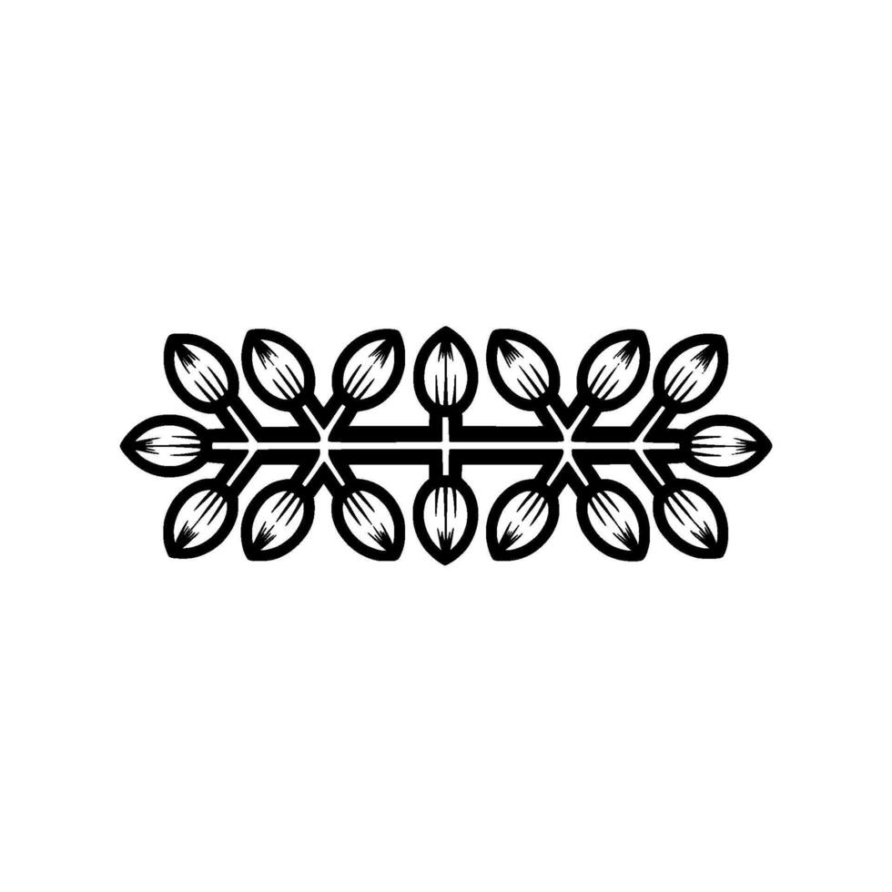 Minimalist Black Botanical Border. vector