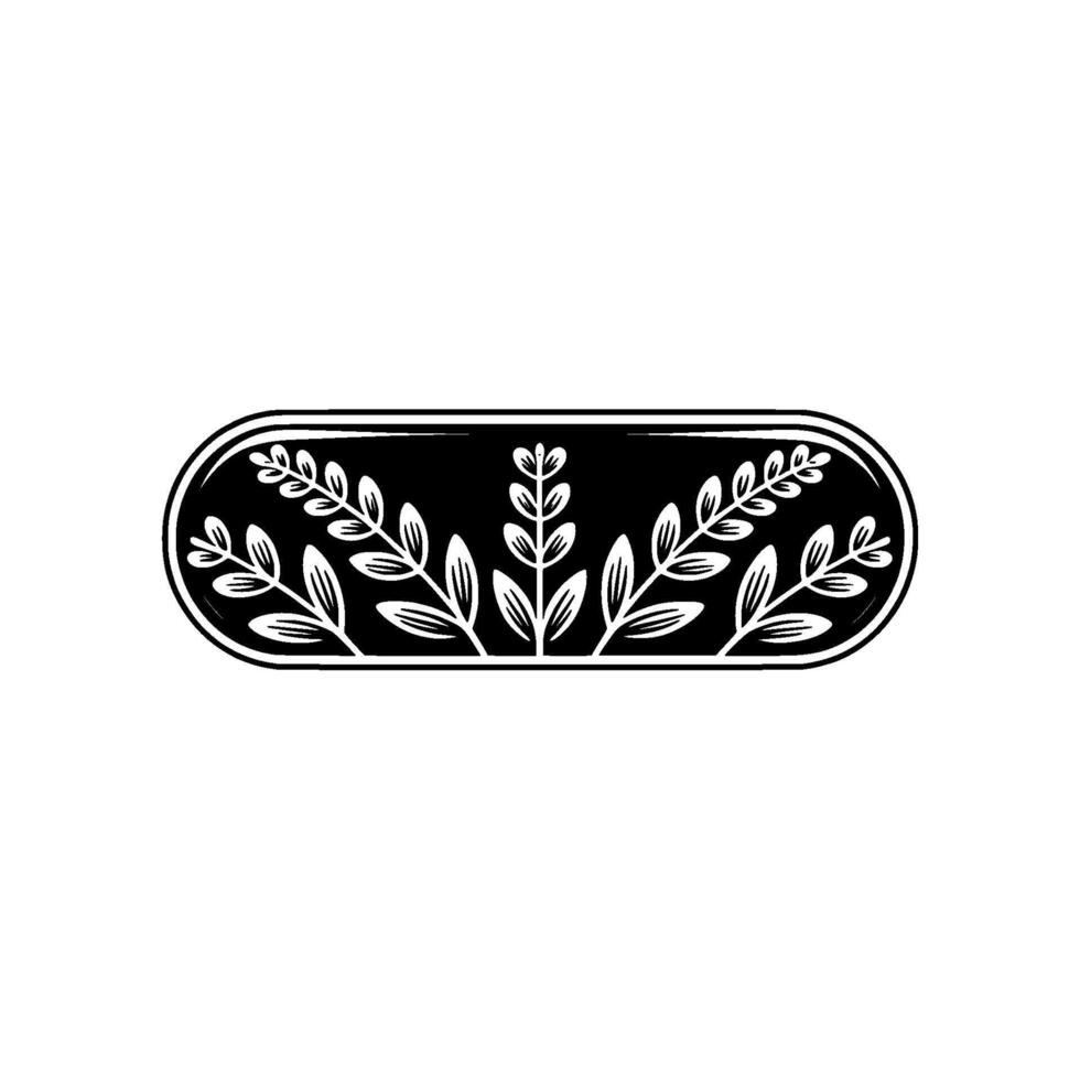 Minimalist Black and White Floral Emblem. vector