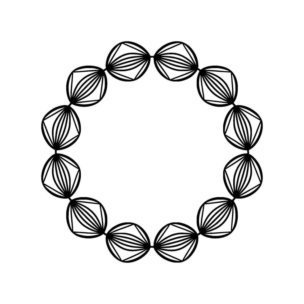 Geometric Circle Ornament, Black White Abstract, Element. vector