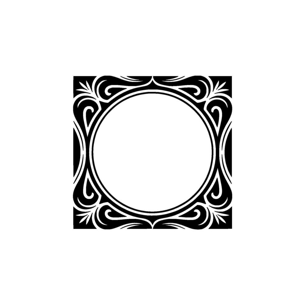 Elegant Black White Circular Frame , Art Deco Style. vector