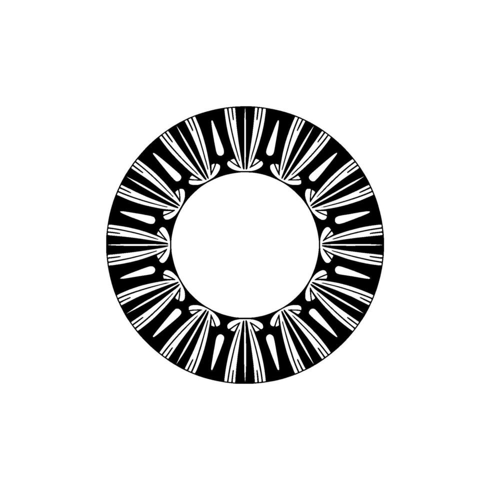 Geometric Black and White Circular Ornament, Decorative Element. vector