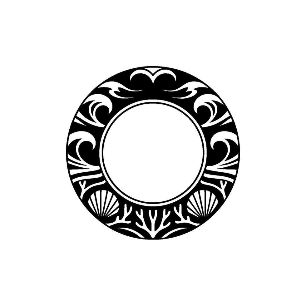 Coastal Frame Black White Sea Life Border for. vector