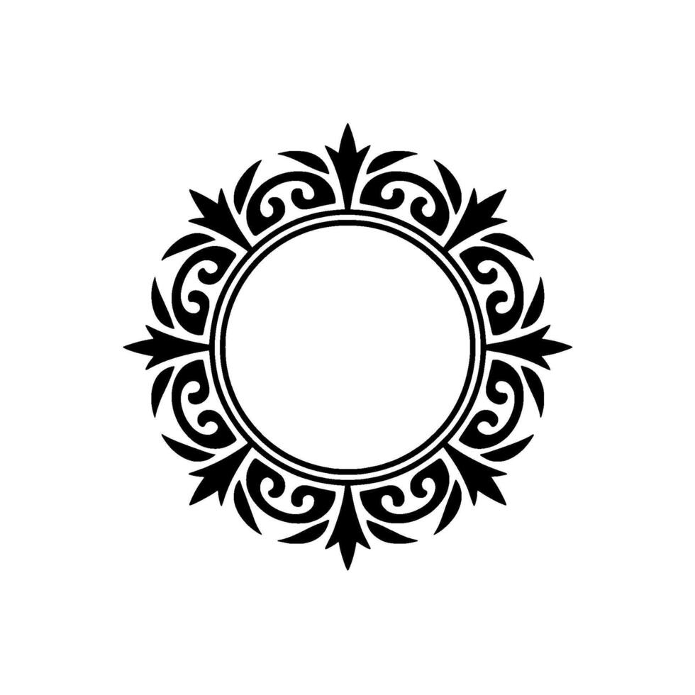 Elegant Decorative Circular Frame - Black on White. vector