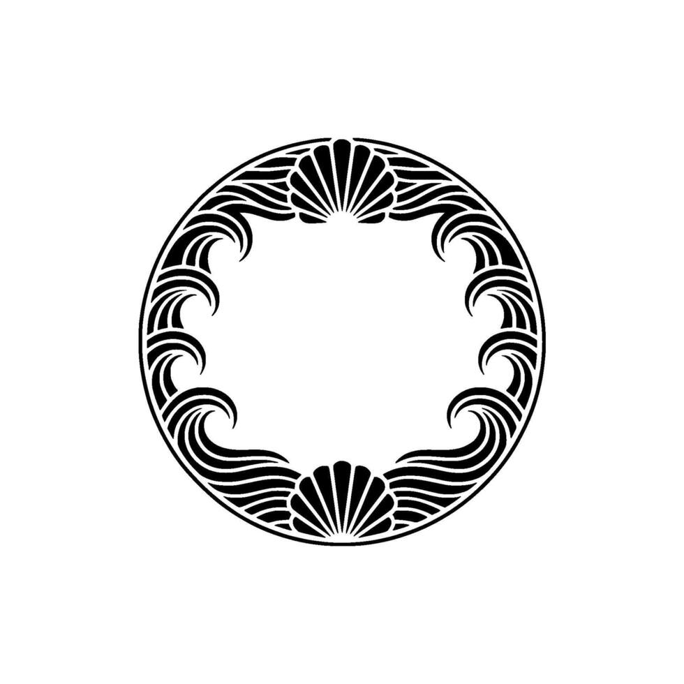 Art Deco Ocean Frame - Elegant Black White. vector