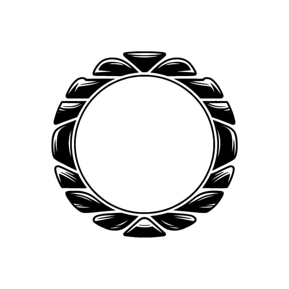 Minimalist Circular Decorative Frame Black White. vector