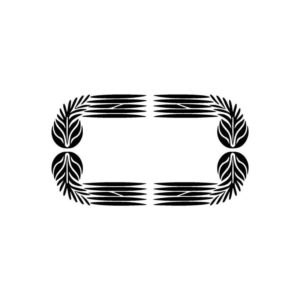 Ornamental Black Leaf Frame on Light Gray Background. vector