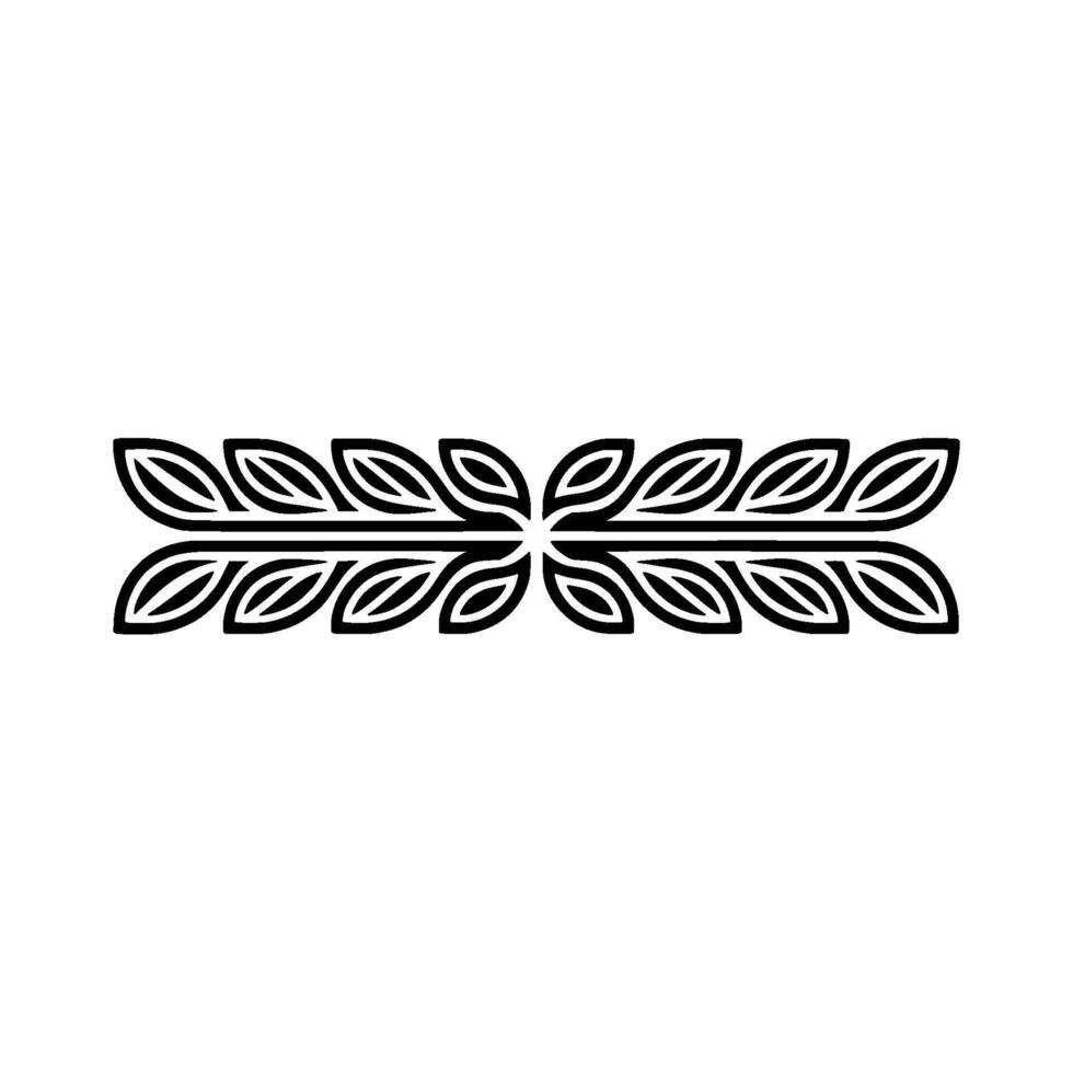 Minimalist Black Leaf Garland Element on White Background. vector