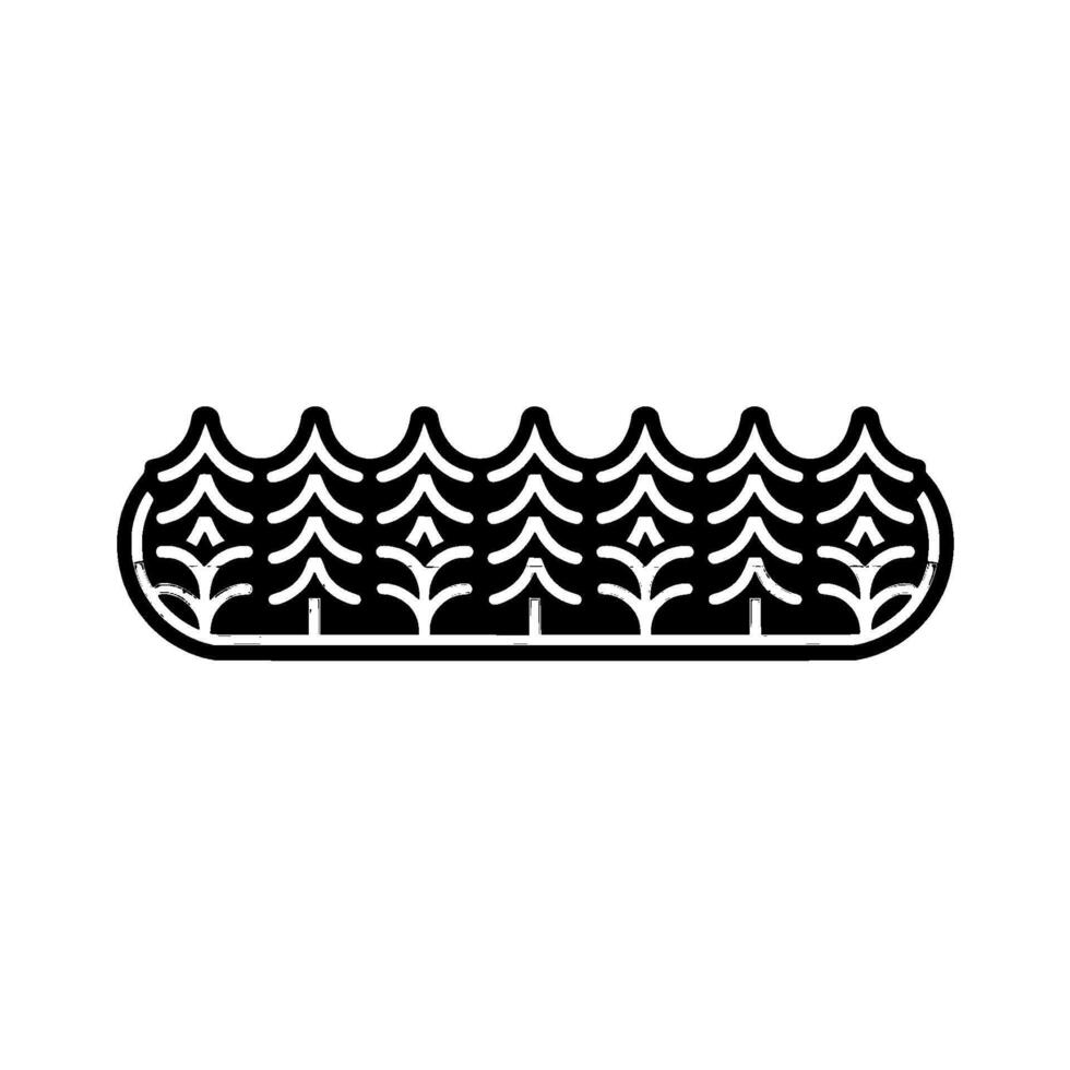 Stylized Forest Black and White Trees in a Row. vector
