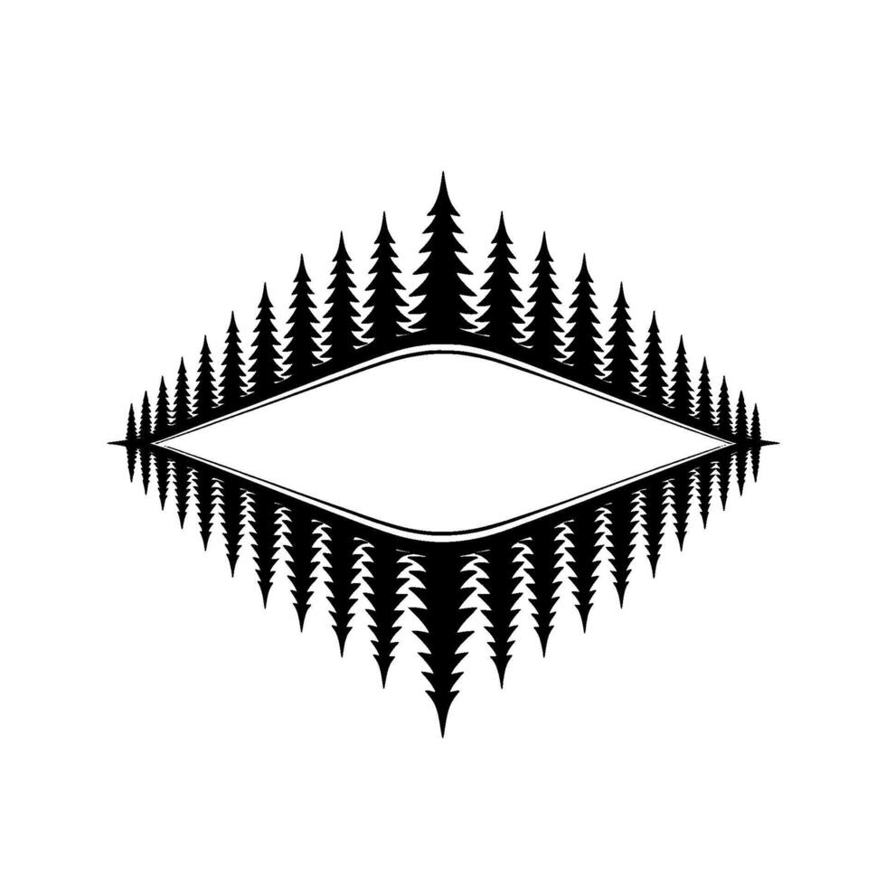 Minimalist Forest Reflection Clean Black Silhouette on White. vector