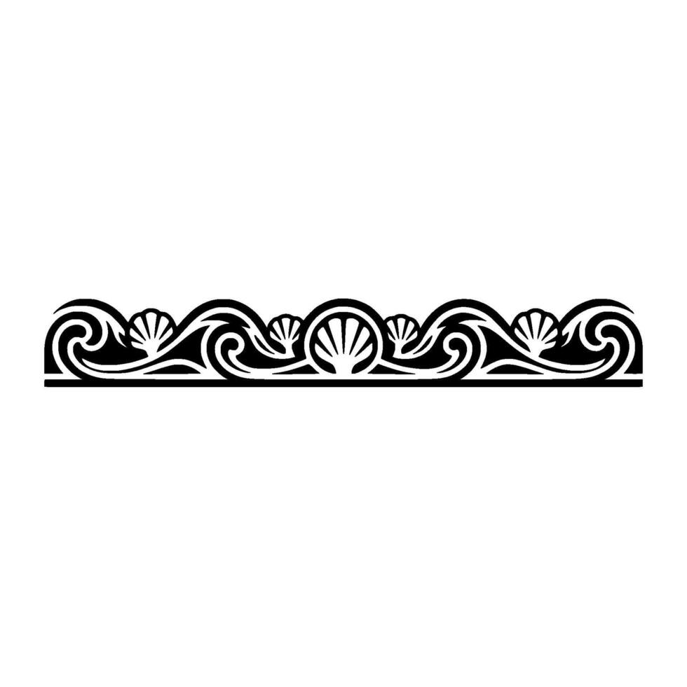 Elegant Ocean Waves and Seashell Border. vector