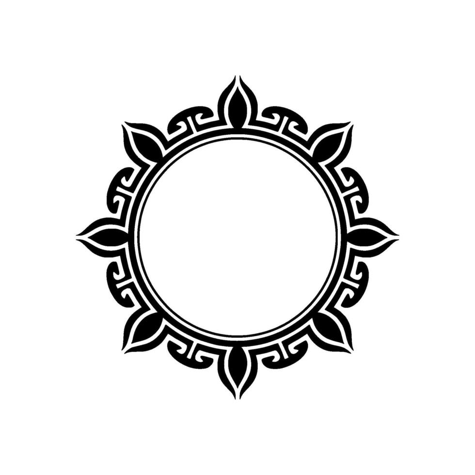 Ornamental Black and White Circular Frame, Geometric , Modern Minimalist Style. vector