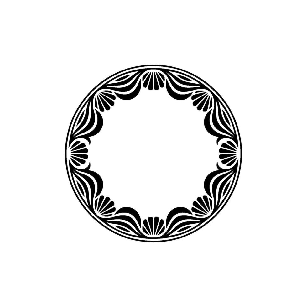 Elegant Black White Circular Decorative Frame, Border , Minimalist. vector