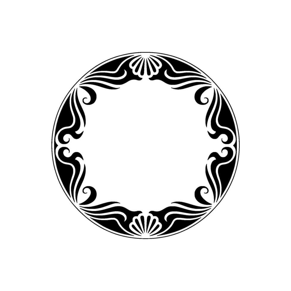 Elegant Art Nouveau Circular Frame - Black White. vector